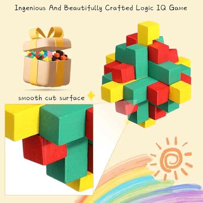 BRAIN TEASER PUZZLES 3D WOODEN PUZZLE TOY GAMES LOGIC MIND SMART PUZZLE BOX LOCK TOY, BRAIN TEASER INTELLECTUAL REMOVING ASSEMBLING PUZZLE GIFT SET FOR ADULTS TEENAGERS 12 PCS - Image 4